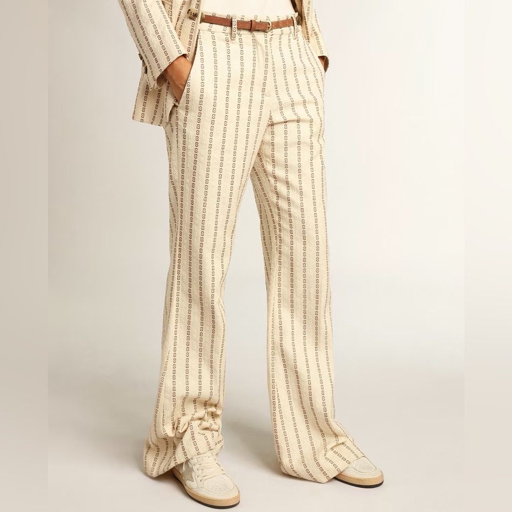 Golden Goose Cream Jacquard Flared Cotton Pants NWT - Picture 4 of 12